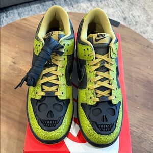 Nike Dunk Halloween  Neon Yellow and Black Skull Accent Sneakers